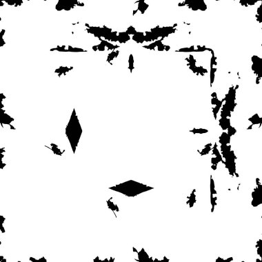 Grunge üst üste biniyor. Soyut siyah-beyaz vektör arkaplanı. Çatlak, leke ve noktalarda kirli desenli tek renkli klasik yüzey. Karanlık korku tarzında eski bir duvar.