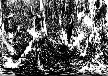 Grunge üst üste biniyor. Soyut siyah-beyaz vektör arkaplanı. Çatlak, leke ve noktalarda kirli desenli tek renkli klasik yüzey. Karanlık korku tarzında eski bir duvar.