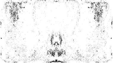 Grunge üst üste biniyor. Soyut siyah-beyaz vektör arkaplanı. Çatlak, leke ve noktalarda kirli desenli tek renkli klasik yüzey. Karanlık korku tarzında eski bir duvar.