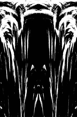 Grunge dikey olarak simetrik siyah beyaz doku. Tek renkli yıpranmış kaplama deseni. 