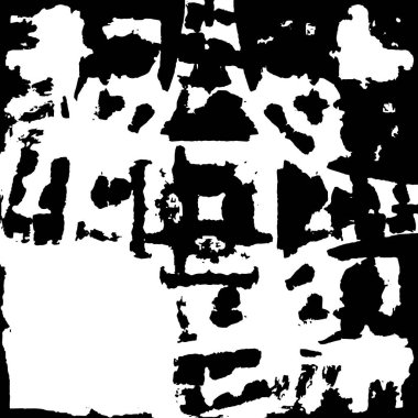 Grunge üst üste biniyor. Soyut siyah-beyaz vektör arkaplanı. Çatlak, leke ve noktalarda kirli desenli tek renkli klasik yüzey. Karanlık korku tarzında eski bir duvar.