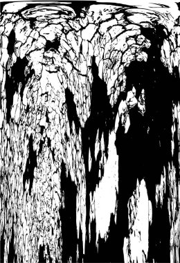 Grunge üst üste biniyor. Soyut siyah-beyaz vektör arkaplanı. Çatlak, leke ve noktalarda kirli desenli tek renkli klasik yüzey. Karanlık korku tarzında eski bir duvar.