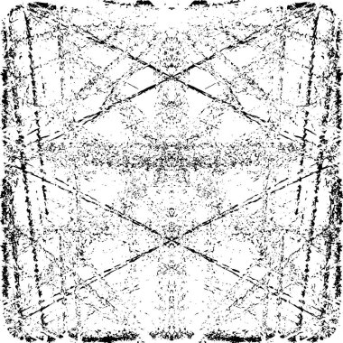 Grunge üst üste biniyor. Soyut siyah-beyaz vektör arkaplanı. Çatlak, leke ve noktalarda kirli desenli tek renkli klasik yüzey. Karanlık korku tarzında eski bir duvar.