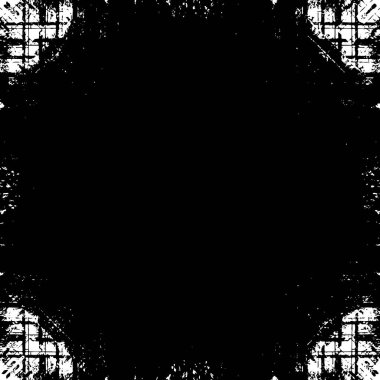 Grunge üst üste biniyor. Soyut siyah-beyaz vektör arkaplanı. Çatlak, leke ve noktalarda kirli desenli tek renkli klasik yüzey. Karanlık korku tarzında eski bir duvar.