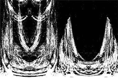 Grunge üst üste biniyor. Soyut siyah-beyaz vektör arkaplanı. Çatlak, leke ve noktalarda kirli desenli tek renkli klasik yüzey. Karanlık korku tarzında eski bir duvar.