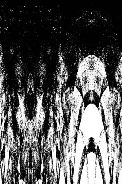 Grunge üst üste biniyor. Soyut siyah-beyaz vektör arkaplanı. Çatlak, leke ve noktalarda kirli desenli tek renkli klasik yüzey. Karanlık korku tarzında eski bir duvar.