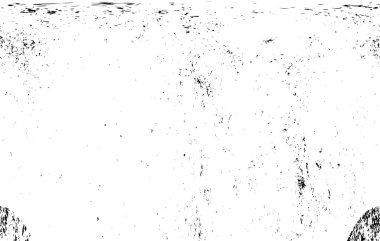 Grunge üst üste biniyor. Soyut siyah-beyaz vektör arkaplanı. Çatlak, leke ve noktalarda kirli desenli tek renkli klasik yüzey. Karanlık korku tarzında eski bir duvar.