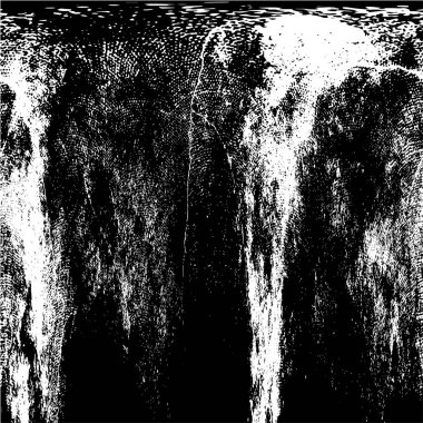 Grunge üst üste biniyor. Soyut siyah-beyaz vektör arkaplanı. Çatlak, leke ve noktalarda kirli desenli tek renkli klasik yüzey. Karanlık korku tarzında eski bir duvar.