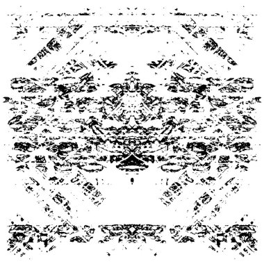 Grunge üst üste biniyor. Soyut siyah-beyaz vektör arkaplanı. Çatlak, leke ve noktalarda kirli desenli tek renkli klasik yüzey. Karanlık korku tarzında eski bir duvar.