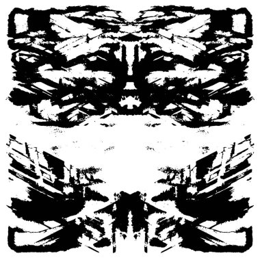 Grunge üst üste biniyor. Soyut siyah-beyaz vektör arkaplanı. Çatlak, leke ve noktalarda kirli desenli tek renkli klasik yüzey. Karanlık korku tarzında eski bir duvar.