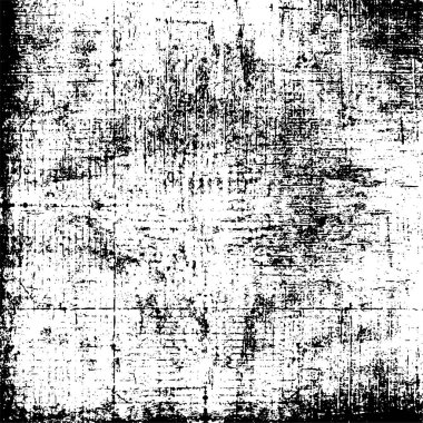 Grunge üst üste biniyor. Soyut siyah-beyaz vektör arkaplanı. Çatlak, leke ve noktalarda kirli desenli tek renkli klasik yüzey. Karanlık korku tarzında eski bir duvar.