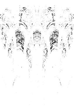 Grunge dikey olarak simetrik siyah beyaz doku. Tek renkli yıpranmış kaplama deseni. 