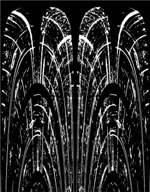 Grunge dikey olarak simetrik siyah beyaz doku. Tek renkli yıpranmış kaplama deseni. 