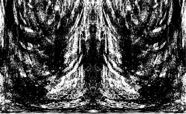 Grunge dikey olarak simetrik siyah beyaz doku. Tek renkli yıpranmış kaplama deseni. 