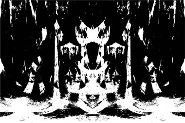 Grunge dikey olarak simetrik siyah beyaz doku. Tek renkli yıpranmış kaplama deseni. 