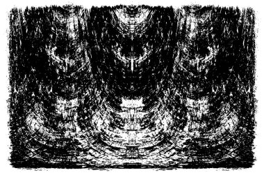 Grunge dikey olarak simetrik siyah beyaz doku. Tek renkli yıpranmış kaplama deseni. 