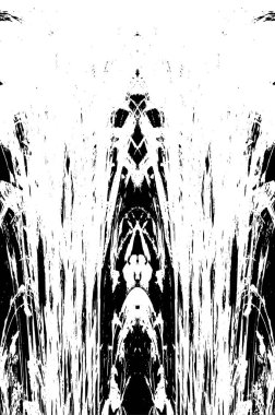 Grunge dikey olarak simetrik siyah beyaz doku. Tek renkli yıpranmış kaplama deseni. 