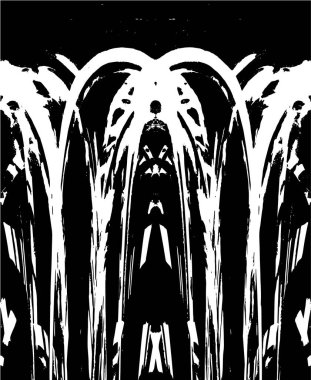 Grunge dikey olarak simetrik siyah beyaz doku. Tek renkli yıpranmış kaplama deseni. 