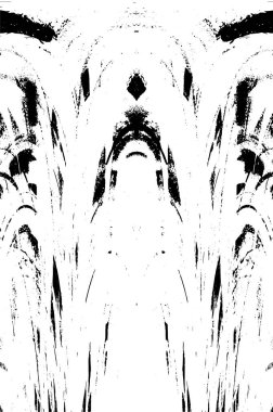 Grunge dikey olarak simetrik siyah beyaz doku. Tek renkli yıpranmış kaplama deseni. 