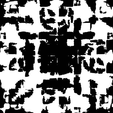 Grunge üst üste biniyor. Soyut siyah-beyaz vektör arkaplanı. Çatlak, leke ve noktalarda kirli desenli tek renkli klasik yüzey. Karanlık korku tarzında eski bir duvar.