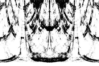 Grunge üst üste biniyor. Soyut siyah-beyaz vektör arkaplanı. Çatlak, leke ve noktalarda kirli desenli tek renkli klasik yüzey. Karanlık korku tarzında eski bir duvar.