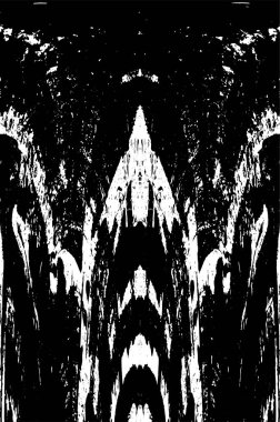 Grunge üst üste biniyor. Soyut siyah-beyaz vektör arkaplanı. Çatlak, leke ve noktalarda kirli desenli tek renkli klasik yüzey. Karanlık korku tarzında eski bir duvar.