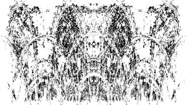 Grunge üst üste biniyor. Soyut siyah-beyaz vektör arkaplanı. Çatlak, leke ve noktalarda kirli desenli tek renkli klasik yüzey. Karanlık korku tarzında eski bir duvar.