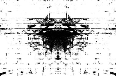 Grunge üst üste biniyor. Soyut siyah-beyaz vektör arkaplanı. Çatlak, leke ve noktalarda kirli desenli tek renkli klasik yüzey. Karanlık korku tarzında eski bir duvar.