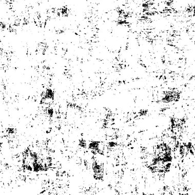 Grunge üst üste biniyor. Soyut siyah-beyaz vektör arkaplanı. Çatlak, leke ve noktalarda kirli desenli tek renkli klasik yüzey. Karanlık korku tarzında eski bir duvar.