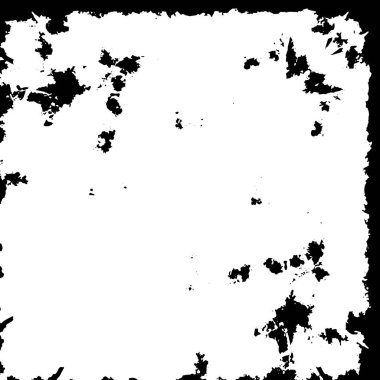 Grunge üst üste biniyor. Soyut siyah-beyaz vektör arkaplanı. Çatlak, leke ve noktalarda kirli desenli tek renkli klasik yüzey. Karanlık korku tarzında eski bir duvar.