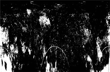 Grunge üst üste biniyor. Soyut siyah-beyaz vektör arkaplanı. Çatlak, leke ve noktalarda kirli desenli tek renkli klasik yüzey. Karanlık korku tarzında eski bir duvar.