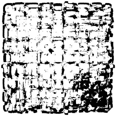 Grunge üst üste biniyor. Soyut siyah-beyaz vektör arkaplanı. Çatlak, leke ve noktalarda kirli desenli tek renkli klasik yüzey. Karanlık korku tarzında eski bir duvar.