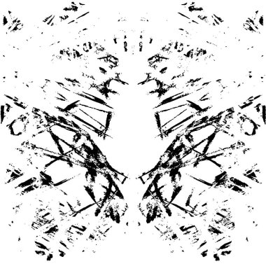 Grunge üst üste biniyor. Soyut siyah-beyaz vektör arkaplanı. Çatlak, leke ve noktalarda kirli desenli tek renkli klasik yüzey. Karanlık korku tarzında eski bir duvar.