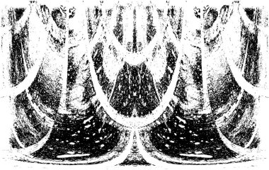 Grunge dikey olarak simetrik siyah beyaz doku. Tek renkli yıpranmış kaplama deseni. 