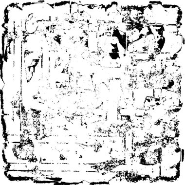 Grunge üst üste biniyor. Soyut siyah-beyaz vektör arkaplanı. Çatlak, leke ve noktalarda kirli desenli tek renkli klasik yüzey. Karanlık korku tarzında eski bir duvar.