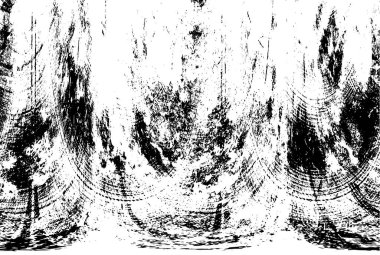 Grunge üst üste biniyor. Soyut siyah-beyaz vektör arkaplanı. Çatlak, leke ve noktalarda kirli desenli tek renkli klasik yüzey. Karanlık korku tarzında eski bir duvar.