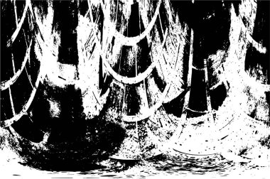 Grunge üst üste biniyor. Soyut siyah-beyaz vektör arkaplanı. Çatlak, leke ve noktalarda kirli desenli tek renkli klasik yüzey. Karanlık korku tarzında eski bir duvar.