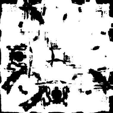 Grunge üst üste biniyor. Soyut siyah-beyaz vektör arkaplanı. Çatlak, leke ve noktalarda kirli desenli tek renkli klasik yüzey. Karanlık korku tarzında eski bir duvar.