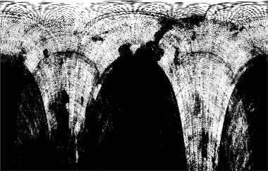 Grunge üst üste biniyor. Soyut siyah-beyaz vektör arkaplanı. Çatlak, leke ve noktalarda kirli desenli tek renkli klasik yüzey. Karanlık korku tarzında eski bir duvar.