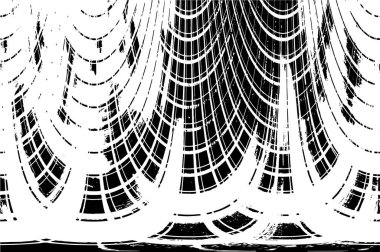 Grunge üst üste biniyor. Soyut siyah-beyaz vektör arkaplanı. Çatlak, leke ve noktalarda kirli desenli tek renkli klasik yüzey. Karanlık korku tarzında eski bir duvar.