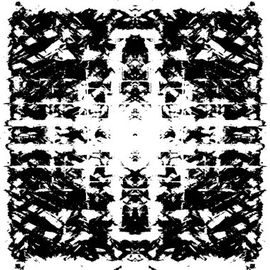 Grunge üst üste biniyor. Soyut siyah-beyaz vektör arkaplanı. Çatlak, leke ve noktalarda kirli desenli tek renkli klasik yüzey. Karanlık korku tarzında eski bir duvar.