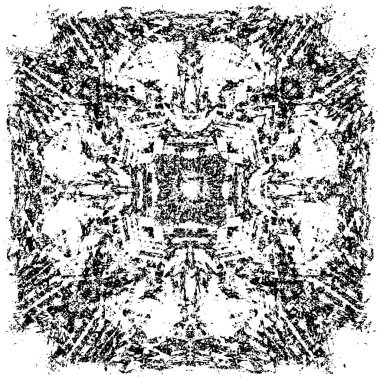 Grunge üst üste biniyor. Soyut siyah-beyaz vektör arkaplanı. Çatlak, leke ve noktalarda kirli desenli tek renkli klasik yüzey. Karanlık korku tarzında eski bir duvar.