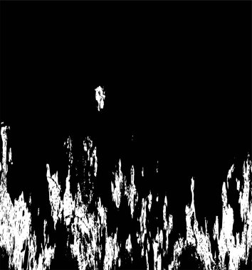 Grunge üst üste biniyor. Soyut siyah-beyaz vektör arkaplanı. Çatlak, leke ve noktalarda kirli desenli tek renkli klasik yüzey. Karanlık korku tarzında eski bir duvar.