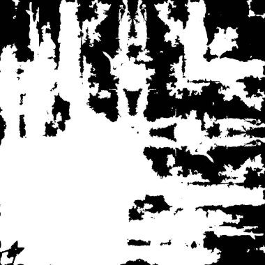 Grunge üst üste biniyor. Soyut siyah-beyaz vektör arkaplanı. Çatlak, leke ve noktalarda kirli desenli tek renkli klasik yüzey. Karanlık korku tarzında eski bir duvar.