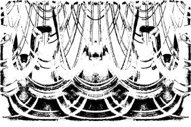 Grunge dikey olarak simetrik siyah beyaz doku. Tek renkli yıpranmış kaplama deseni. 