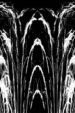 Grunge dikey olarak simetrik siyah beyaz doku. Tek renkli yıpranmış kaplama deseni. 