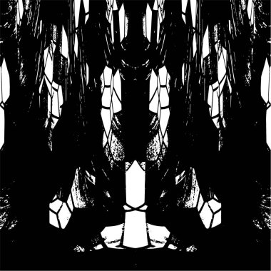 Grunge dikey olarak simetrik siyah beyaz doku. Tek renkli yıpranmış kaplama deseni. 