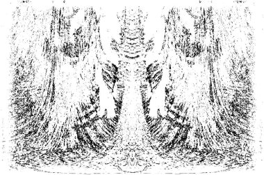 Grunge dikey olarak simetrik siyah beyaz doku. Tek renkli yıpranmış kaplama deseni. 