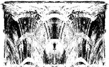 Grunge dikey olarak simetrik siyah beyaz doku. Tek renkli yıpranmış kaplama deseni. 