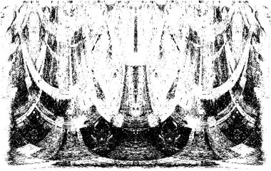 Grunge dikey olarak simetrik siyah beyaz doku. Tek renkli yıpranmış kaplama deseni. 